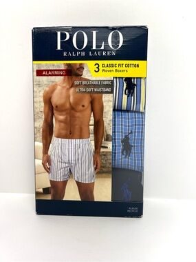 Polo Ralph Lauren Men’s XL Woven Boxers 3 Pack Classic Fit Cotton Plaid Stripe